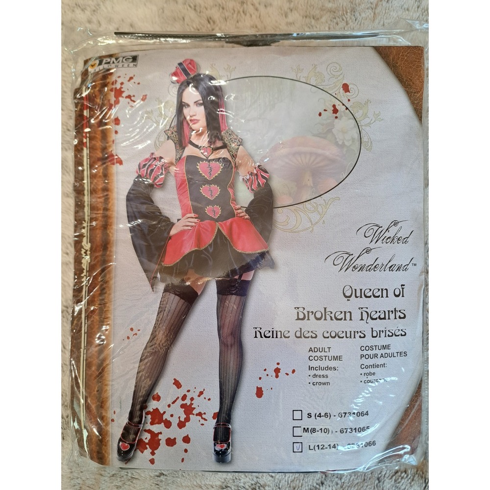 Paper Magic Wicked Wonderland Queen of Broken Hearts Costume Large 12-14